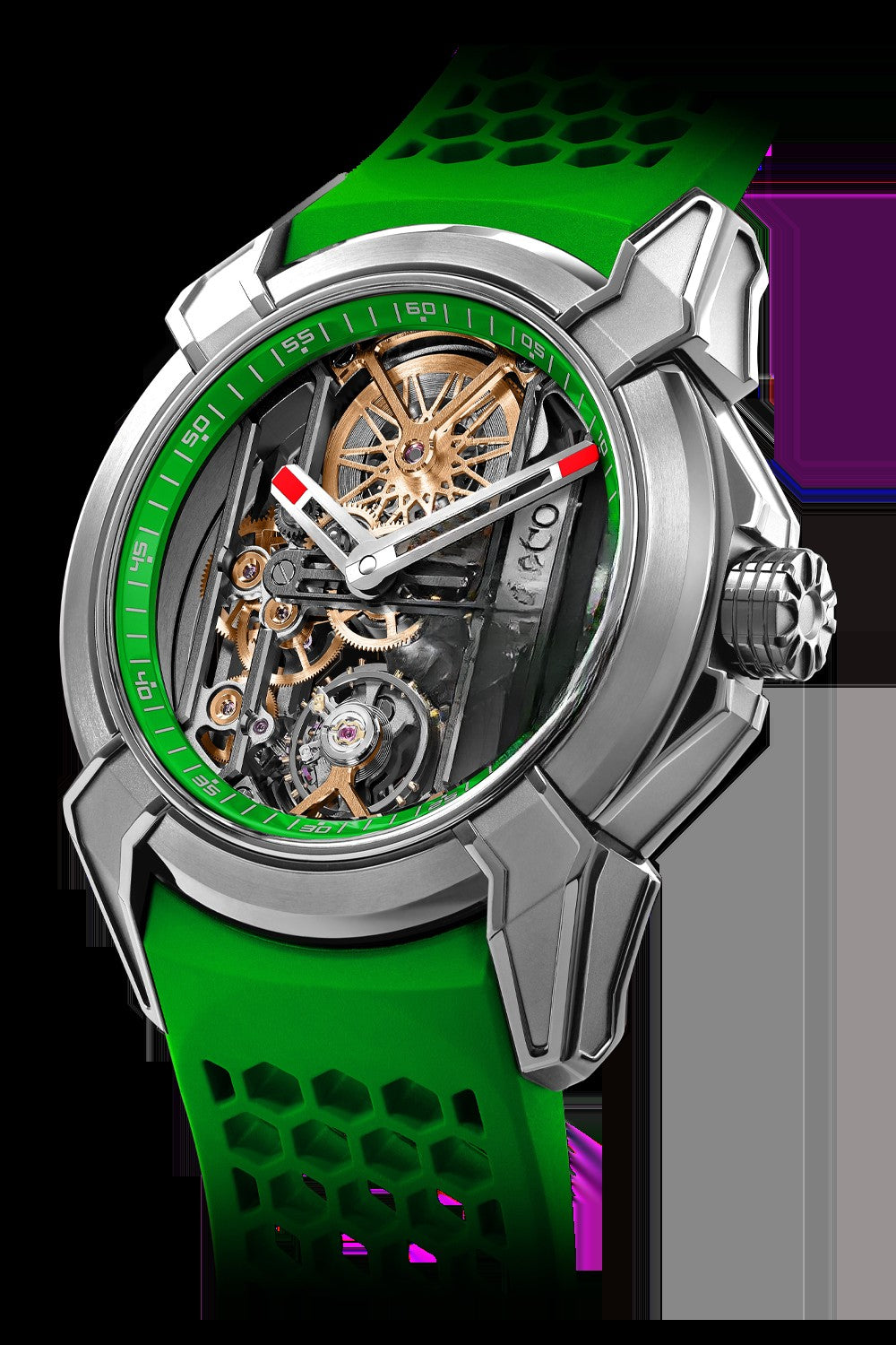 Skeleton Green Titanium 44mm (2)