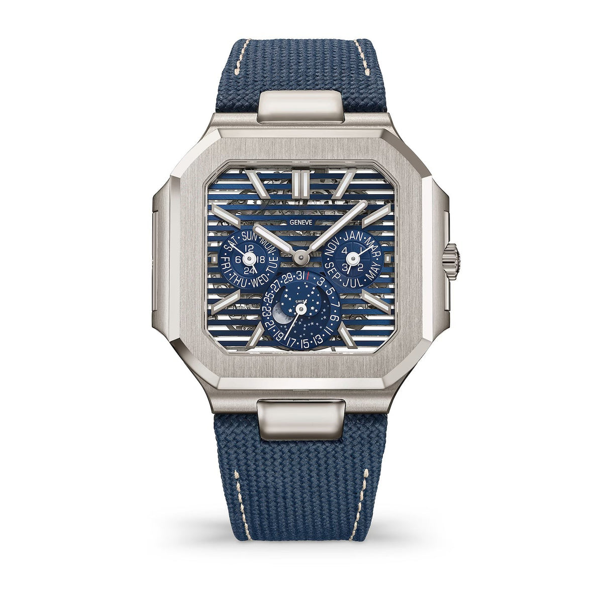 Calendar Blue Platinum 45mm