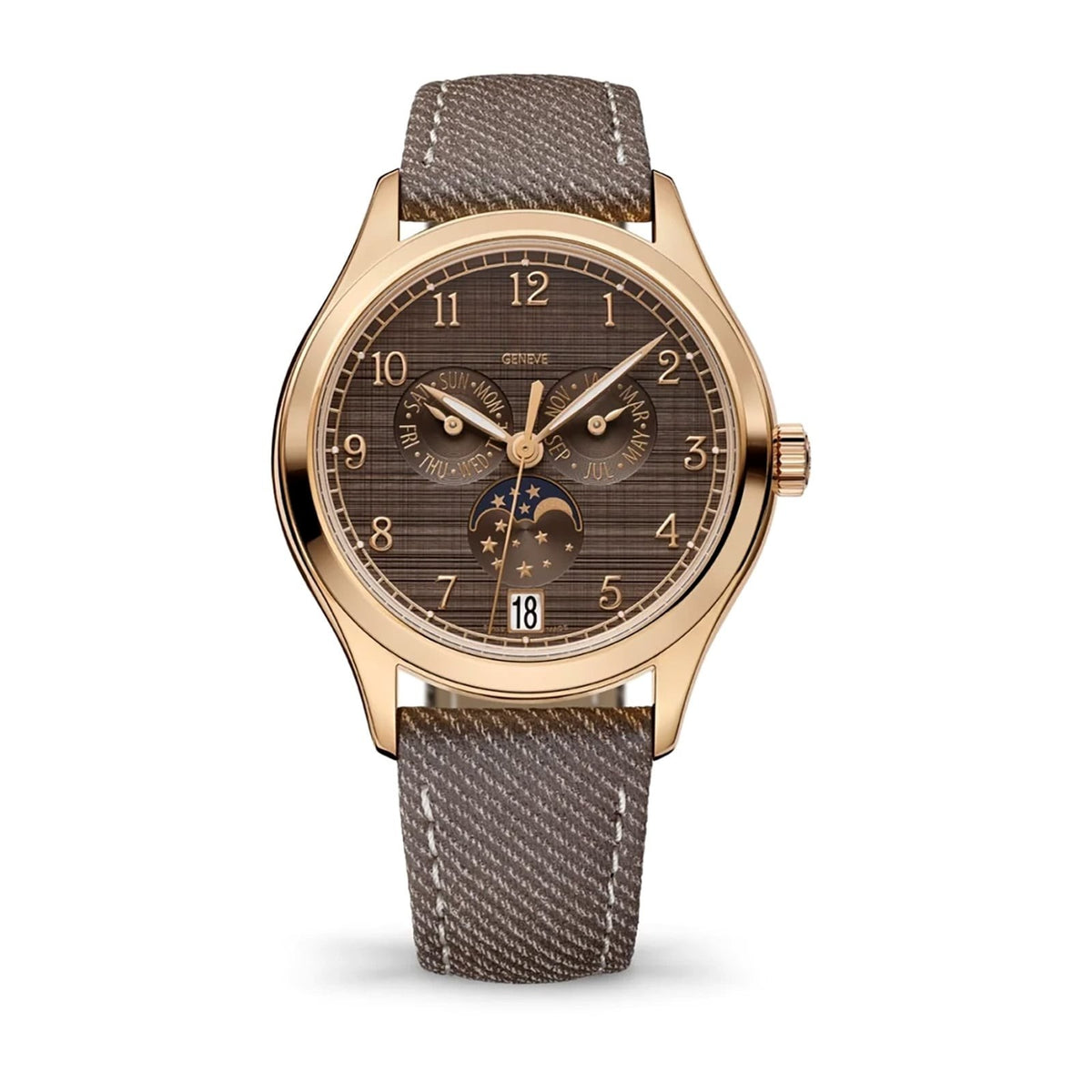 Calendar Brown 18K Rose Gold 38mm